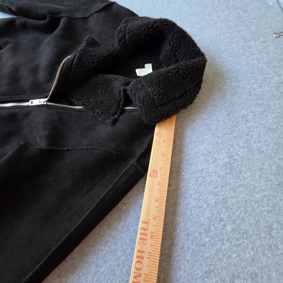 H&M Faux Suede Biker Jacket with Faux Shearling Lining - Size 2 - Picture 7 of 7